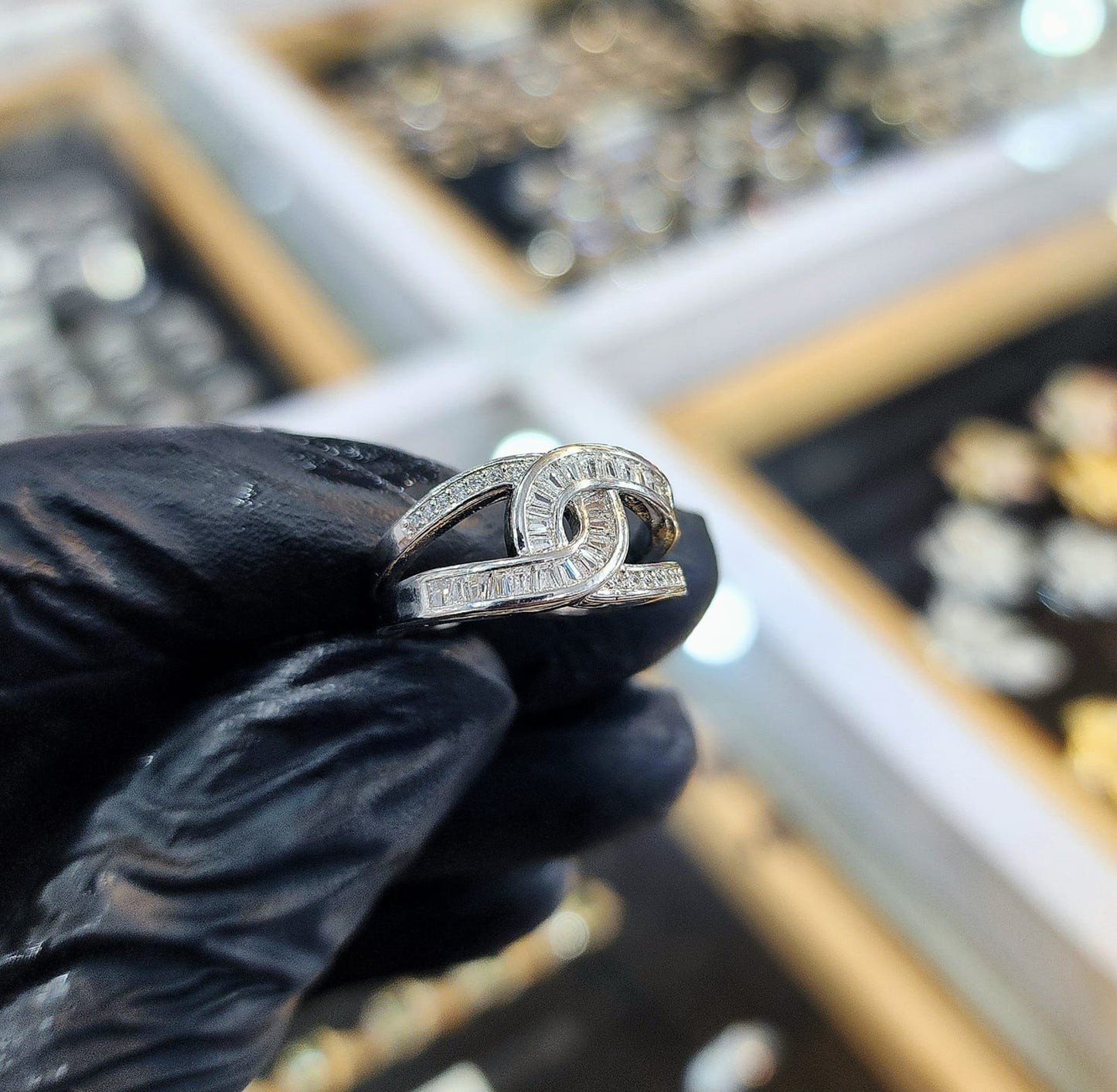 Exquisite Interlocking Zirconia Ring