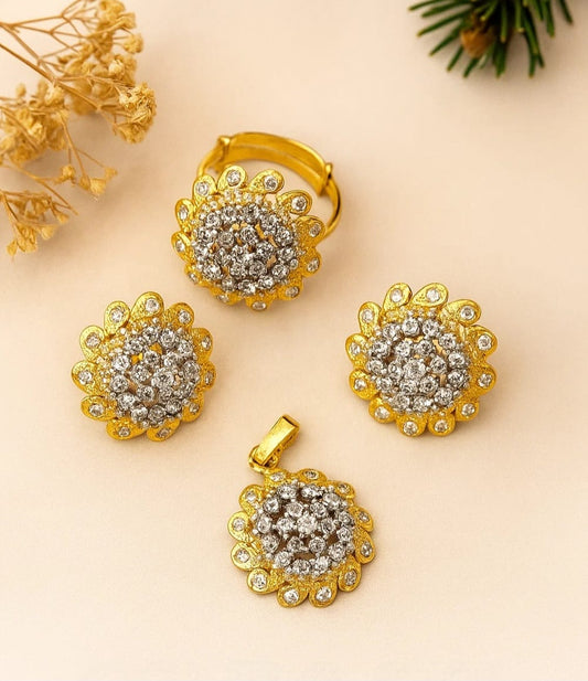 Gold Plated Diamond Cut Combo Set