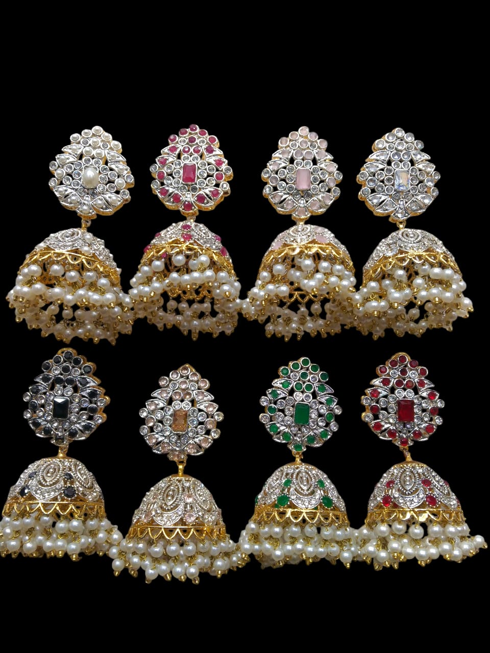 Local Made Pearl Stone Jhumka Earrings.